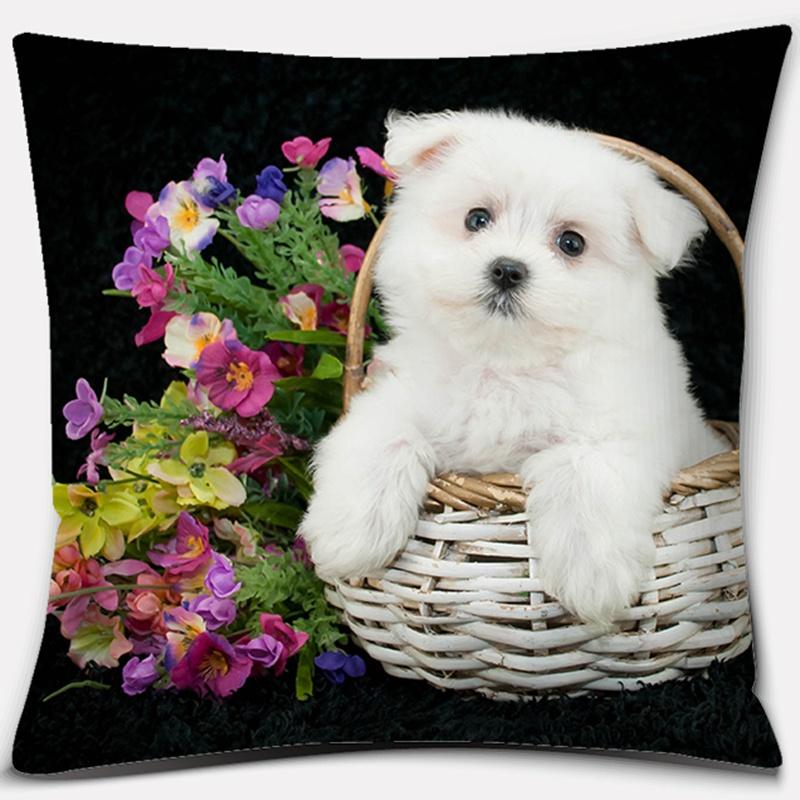 Dog Pattern Square Decorative Pillowcase Living Room Sofa Cushion Pillow  Home Decoration