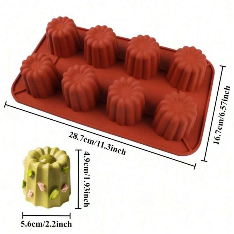 8/18 Cavity Silicone Canele Mold Mini Nonstick Canneles Cake Pan for Mousse Fondant Muffin DIY Baking Tray Kitchen Accessories