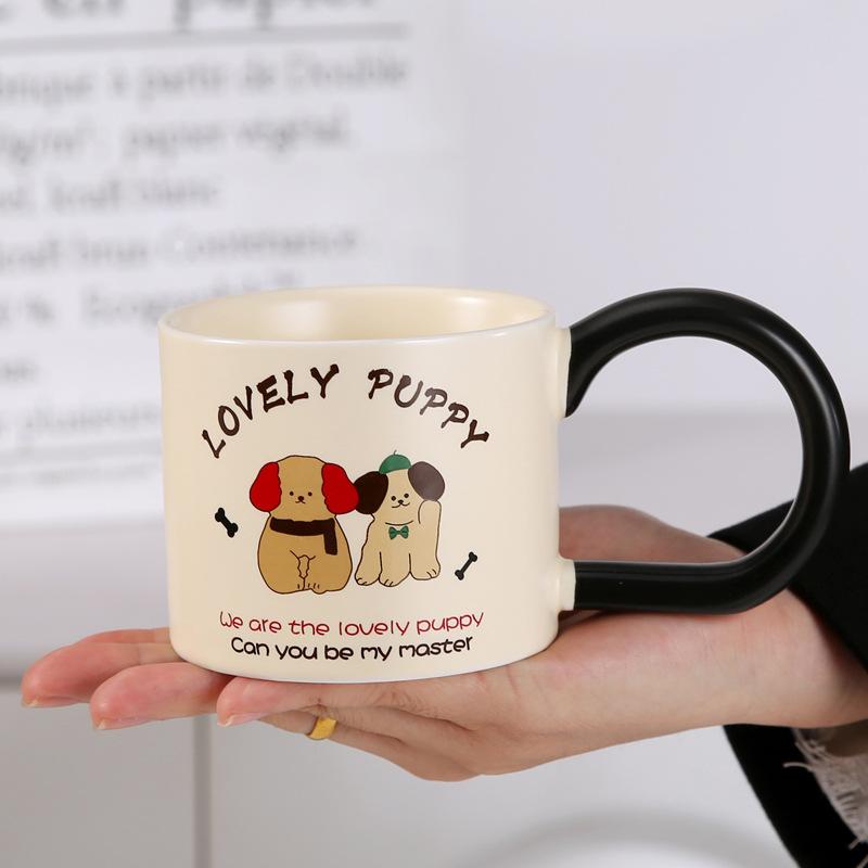 Ceramic Mug Wide Handle Couple Coffee Cup Cute Animal Opening Event Gift Breakfast Cup