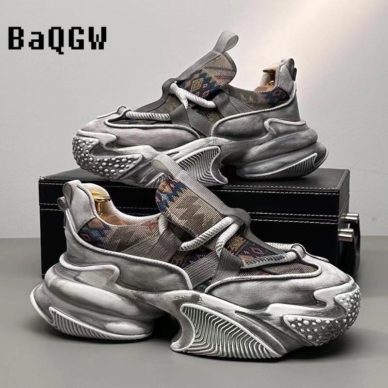 Дизайнерские кроссовки на высокой платформе для мужчин Удобные дышащие спортивные — фото 3