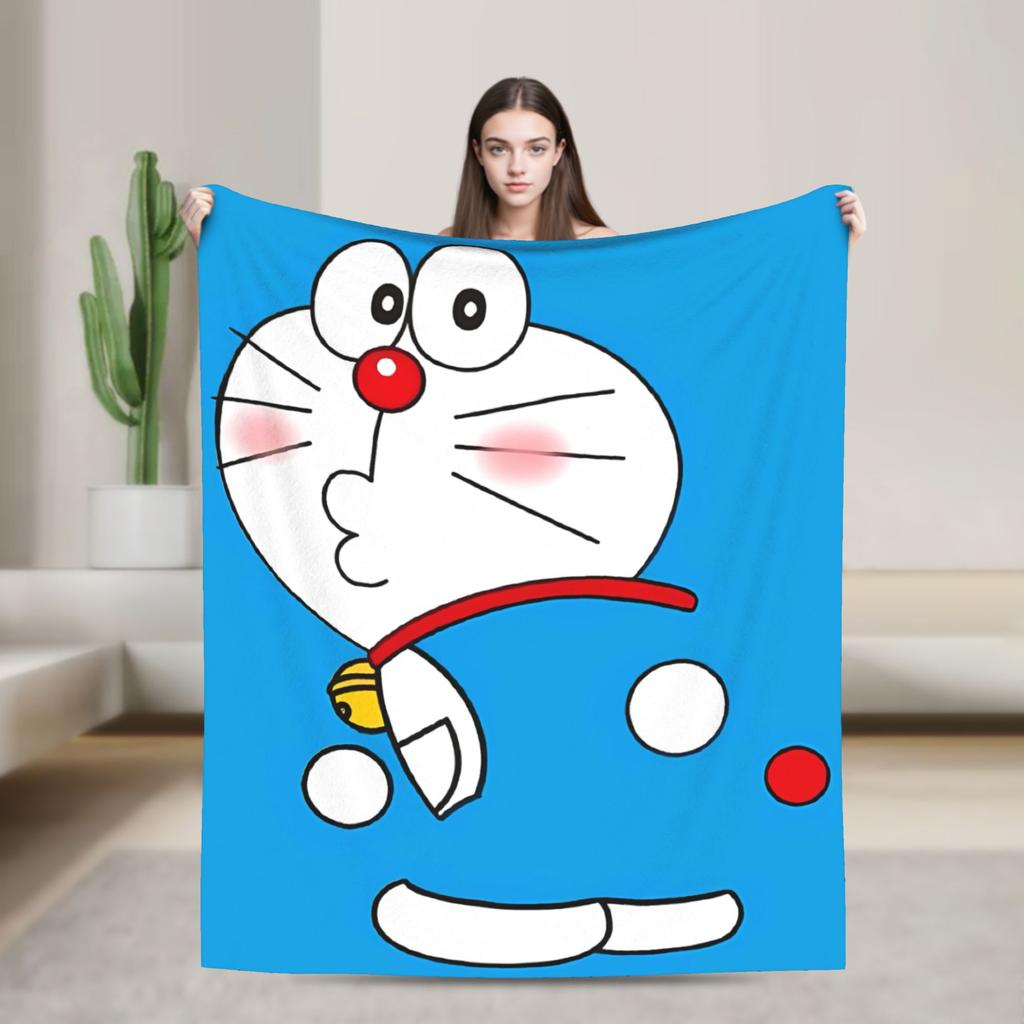 Doraemons Flannel Blanket  Soft Warm Throw Blanket for Home Decor Travel Funny Bedspread Sofa Bed Cover