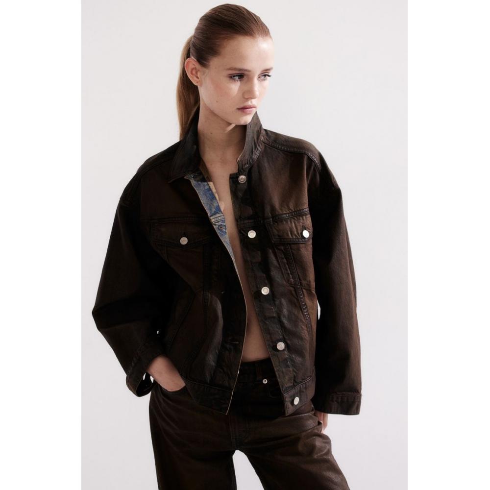 

H M denim jacket dark brown