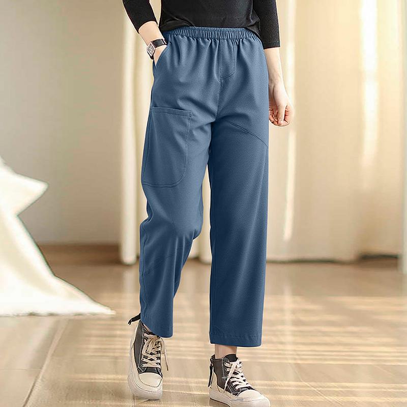 

ZANZEA Женские повседневные эластичные брюки гаремы свободного кроя однотонные 5XL светло-синий