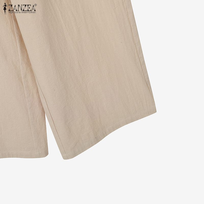 ZANZEA Two Piece Suit Women V Neck Long Sleeve Lace-up Blouse and Pants Casual Sets