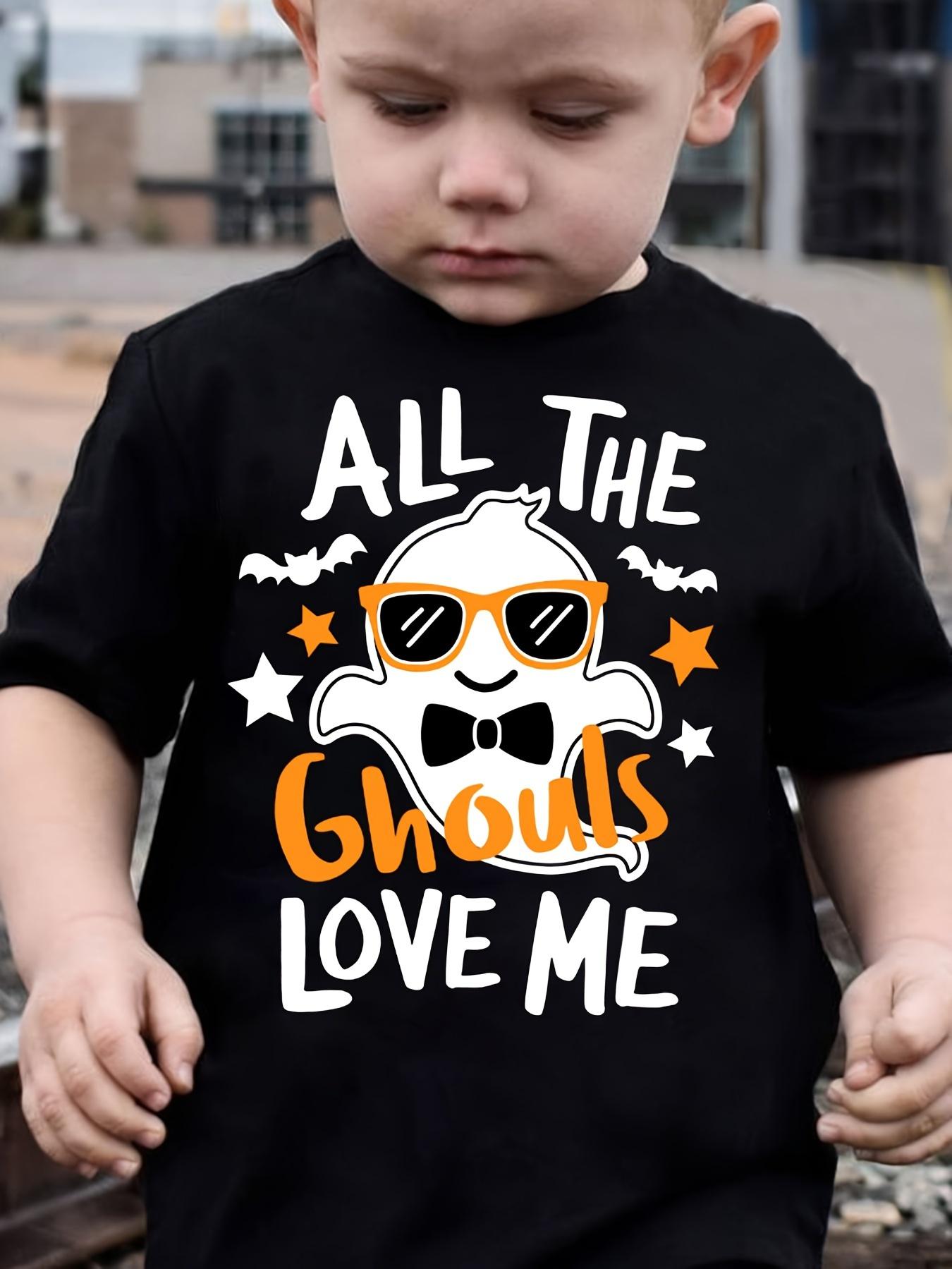 Kids Clothes Halloween Ghost Print Short Sleeve T shirt Baby Boys Girls Halloween Party Clothes Casual Cartoon Children Clothing 100