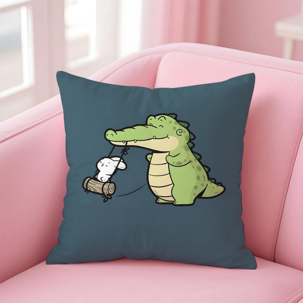 Cute Cartoon crocodiles Cushion Cover Pillowcase Short Plush Invisible zipper Room Sofa Cushion Cover