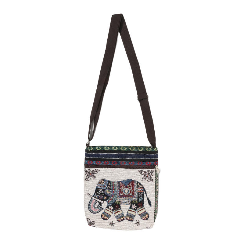 Retro Ethnic Style Shoulder Bag Canvas Embroidered Phone Crossbody Messenger Bag Travel Outdoor Casual Simple All-Mastch Women Small Bag
