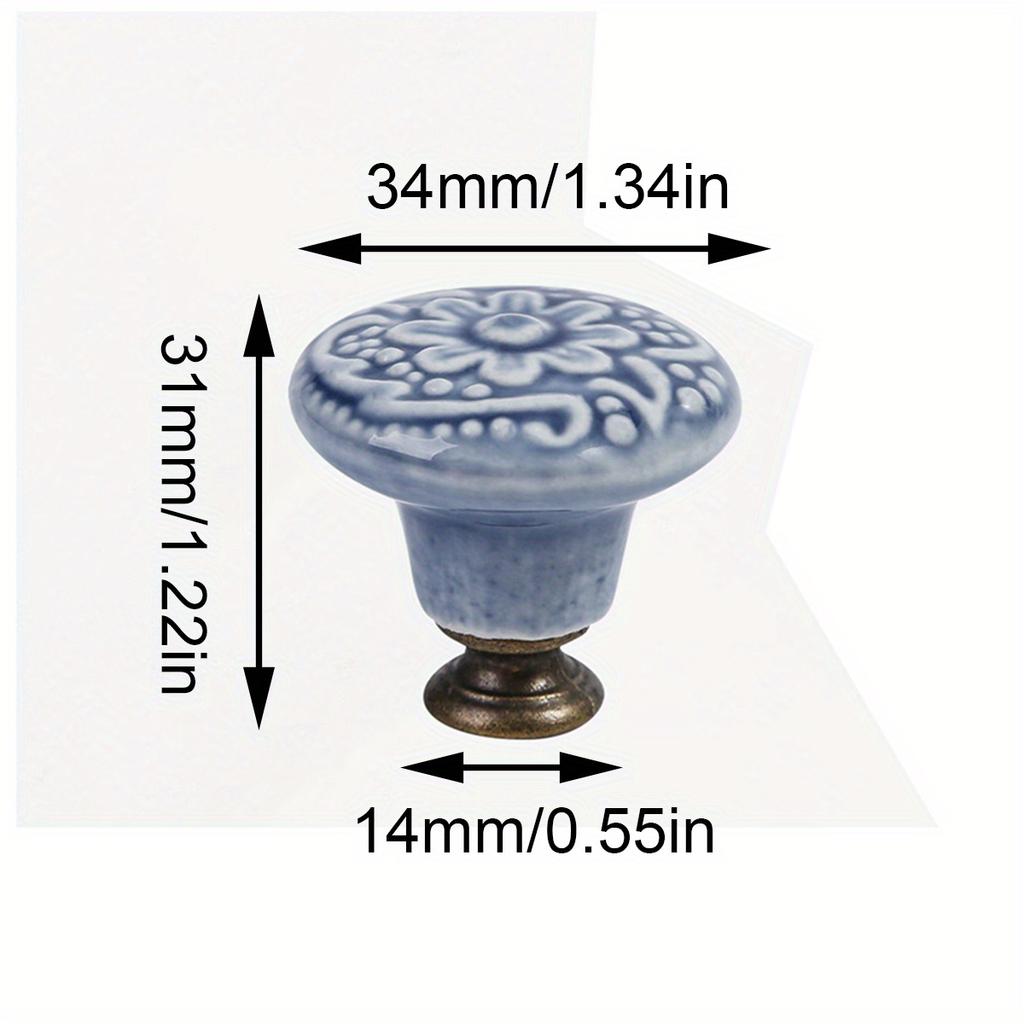 2 ks Keramické zásuvkové úchytky s retro vzorem, Dveře domácích skříněk, Jednootvorové úchytky se šrouby