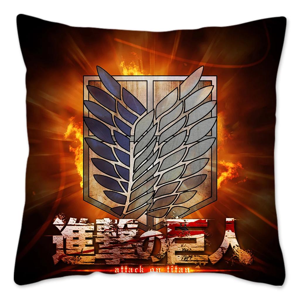 Attack On Titan Pillow Case Home Decoration Polyester Cushion Cover for Sofa Bedroom Throw Pillow Cover Housse De Coussin