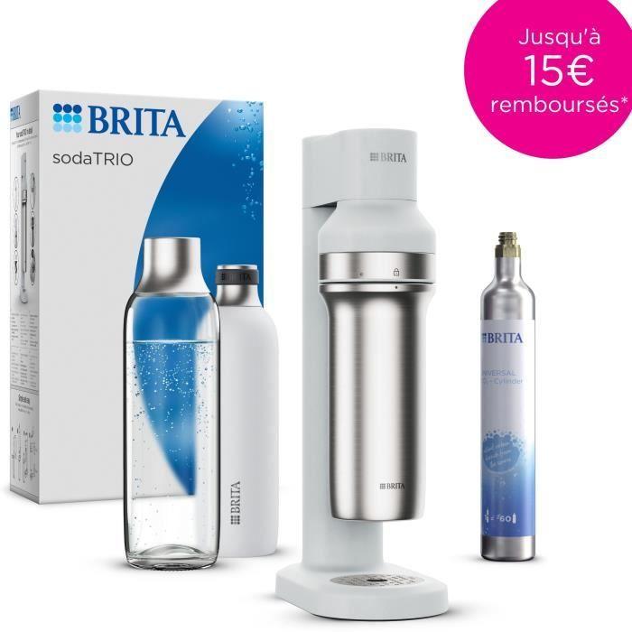 Machine à soda BRITA - SodaTRIO Blanche - 1 Bouteille 1L et 1 Cylindre de CO2 inclus