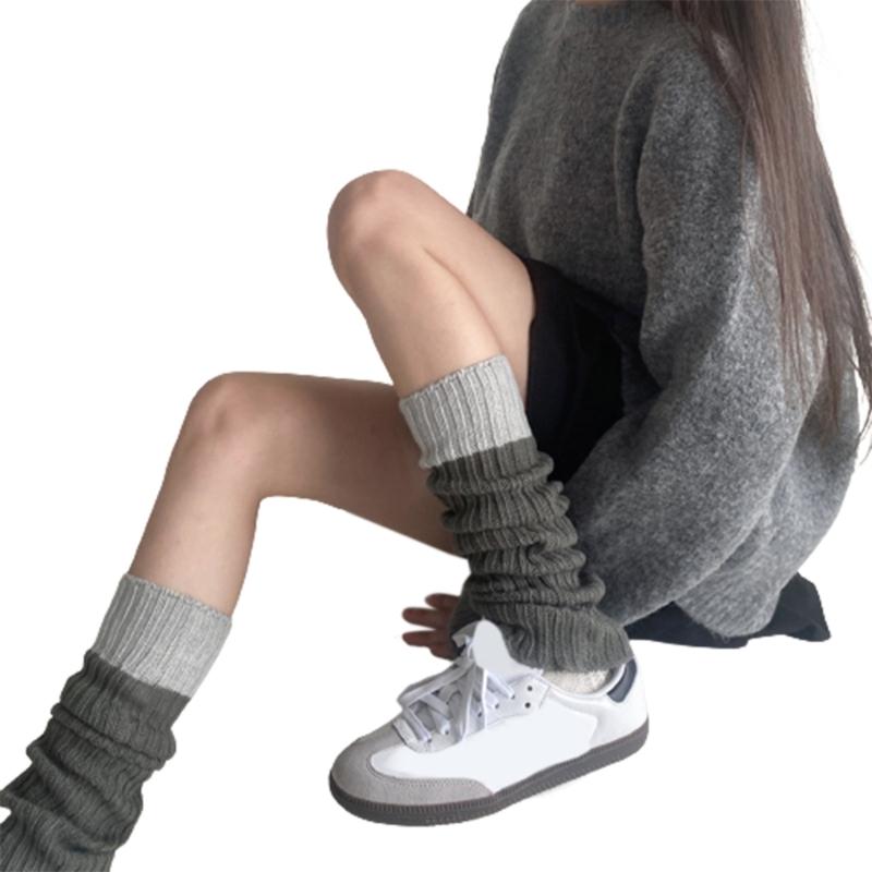 Campus Style Leg Warmers Gothic Knit Long Socks Leggings Gaiters Autumn Winter Cuffs Ankle Heaps Socks