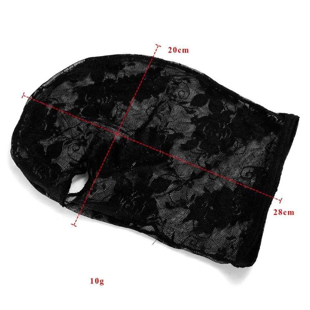 Sexy Black Lace Mask See-through Full Face Hood Fashion Cosplay Headgear  Parties