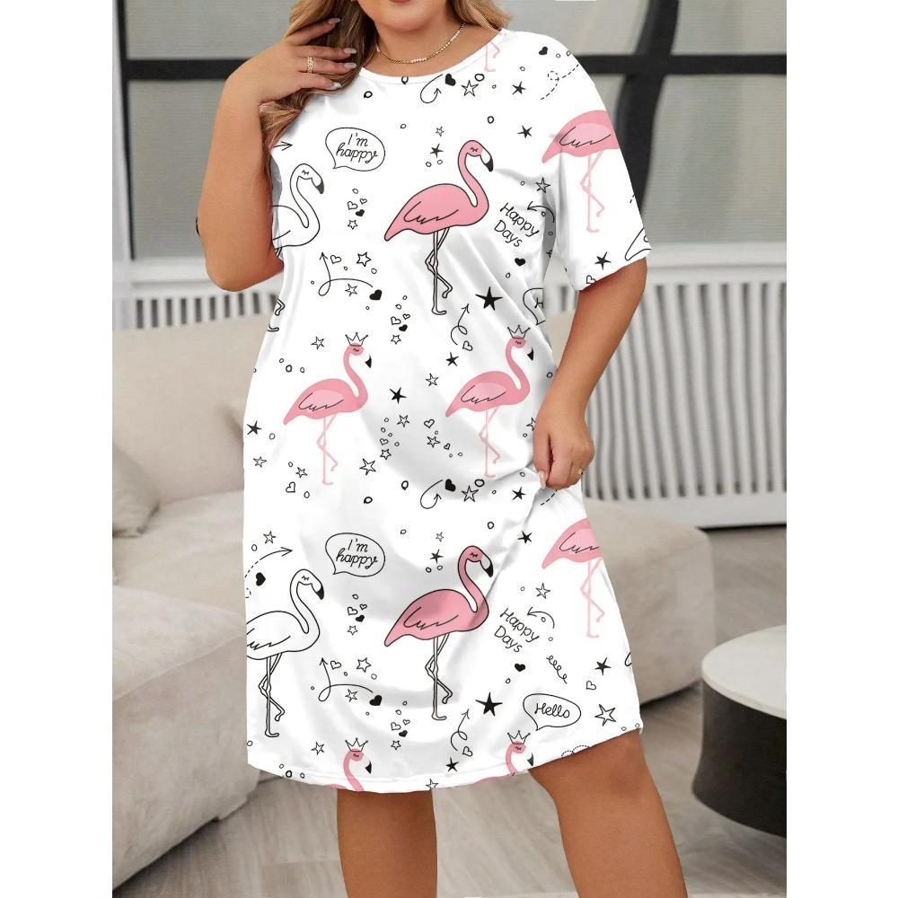 

Fashion Butterfly Heart Leopard Print Women s Nightgowns Women s Short-Sleeved Pajamas Homewear Home Sexy Dress Casual Nightie Homewear L