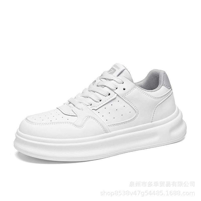 

Men s classic simple white shoes, platform-soled fashionable and comfortable casual shoes, light cushioning leather surface versatile sports board s 44