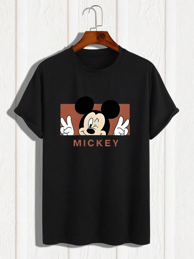 Disney Printed Women's Men's T-shirts A Regular Pure Cotton T-Shirt In A Summer Casual Style Tee Unisex Men Clothing Y2k Clothes