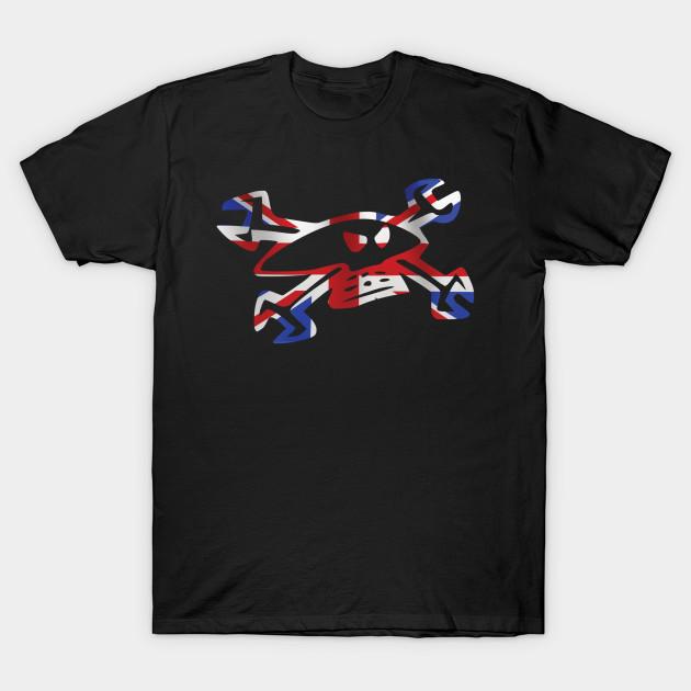 Men Black Print T-shirt Guy Martin Skull Logo Union Jack Motorbike No-Cut Transfer Paper Print Cotton Tshirt S
