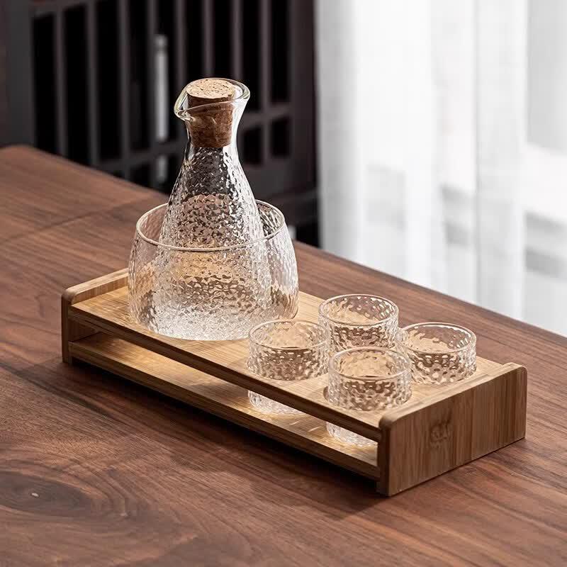 USO Japanese Hammered Glass Sake Warmer Set
