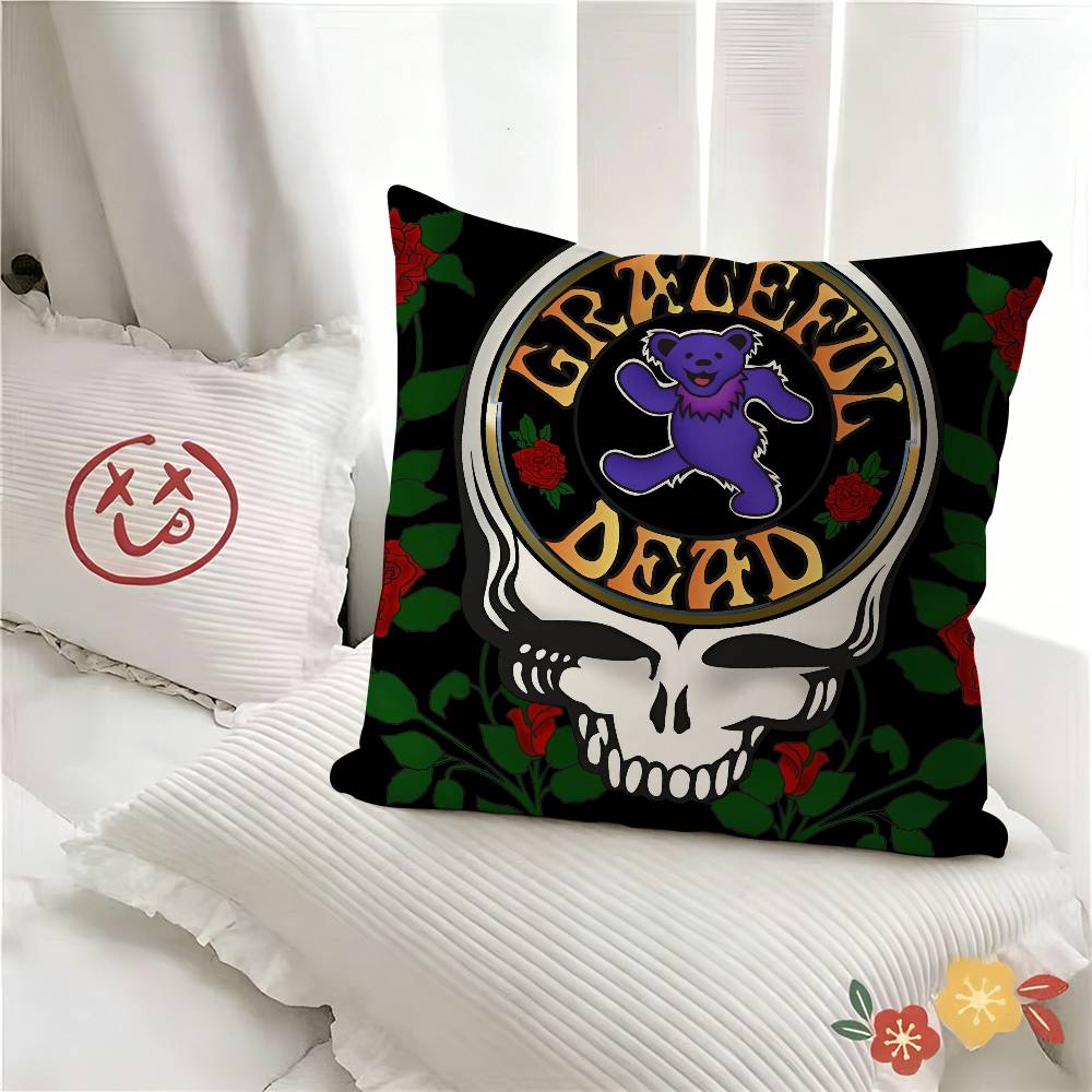 pc Band GgGrateful Logo Dead Pillow Case Fashion Square Pillowcase Bedroom Sofa Room Ins Decoration Leisure