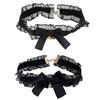 Bow-Knot Choker Collar Necklace Vintage Soft Lace Neck Cahin Ribbon Necklaces