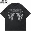 Hip Hop 2025 Retro Washed Black T-Shirt Streetwear Fallen Angels Vintage Graphic T Shirt Cotton Men Tshirt Unisex Tops Tees Y2K