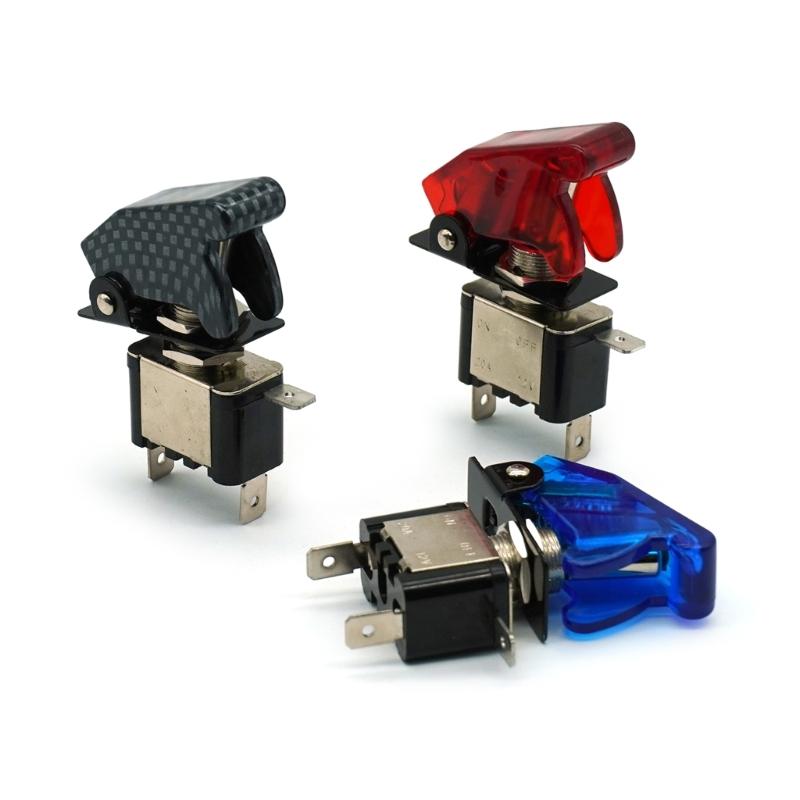 Auto Car Boat Illuminated Led Toggle Switch With Safety Aircraft Flip Up Cover Guard Blue Cover for Racing Automotive