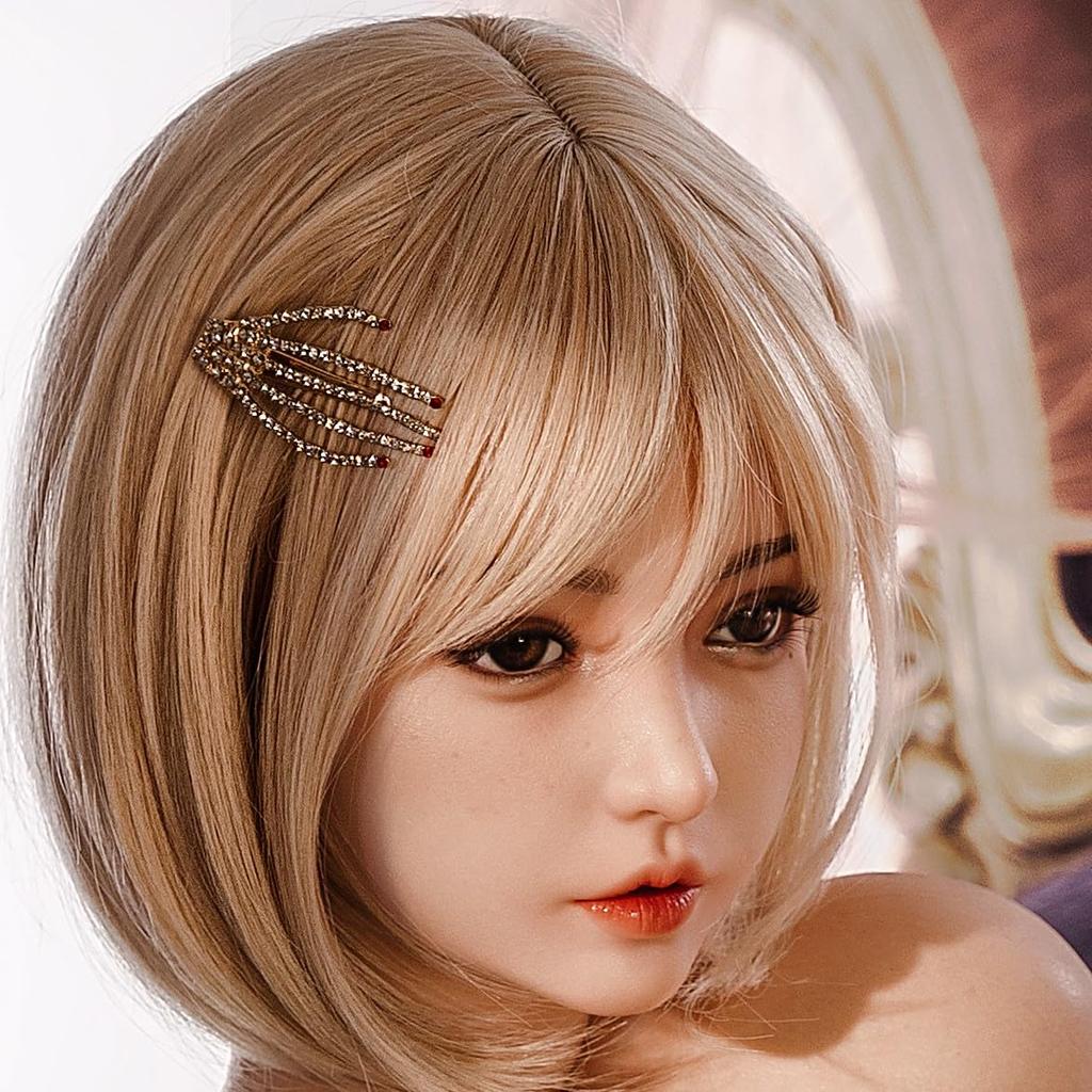 Silikon-Figurenkopf mit Perücke und für Make-up-Shop und nur mit M16-Gewindestiften, lebensgroß, Mundstück, Übung, Zubehör, Ausstellungsstück, #Y26#-159