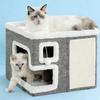 Double Layer Cats Cave Bed with Scratching Pad Foldable Design Space Saving Cats Shelter House for Indoor Habitats