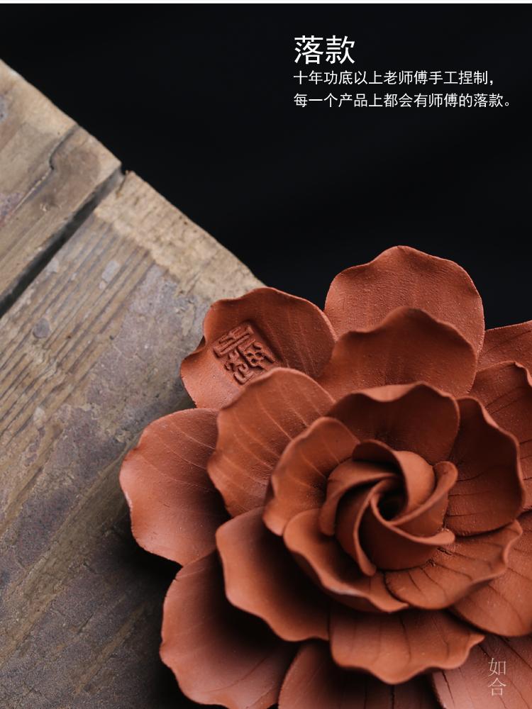 Intangible cultural heritage pure handmade vermilion flower incense holder incense burner ceramic flower ornaments