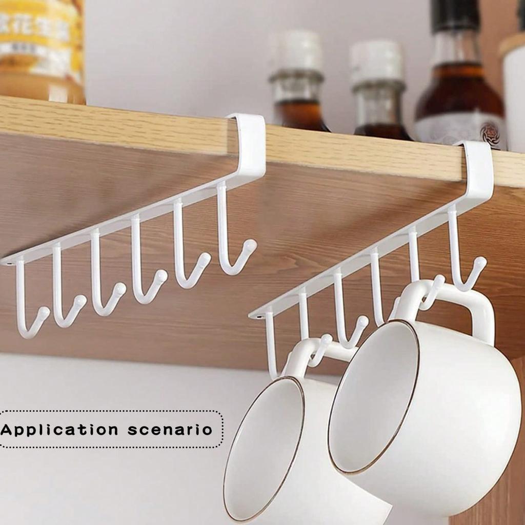 1pc Aluminum Wall Mounted Mug Rack No Screw Kitchen Cabinet Organizer For Coffee Cups Teacups Underwear Ties Scarf Hanger Durable Iron Hanging Rack