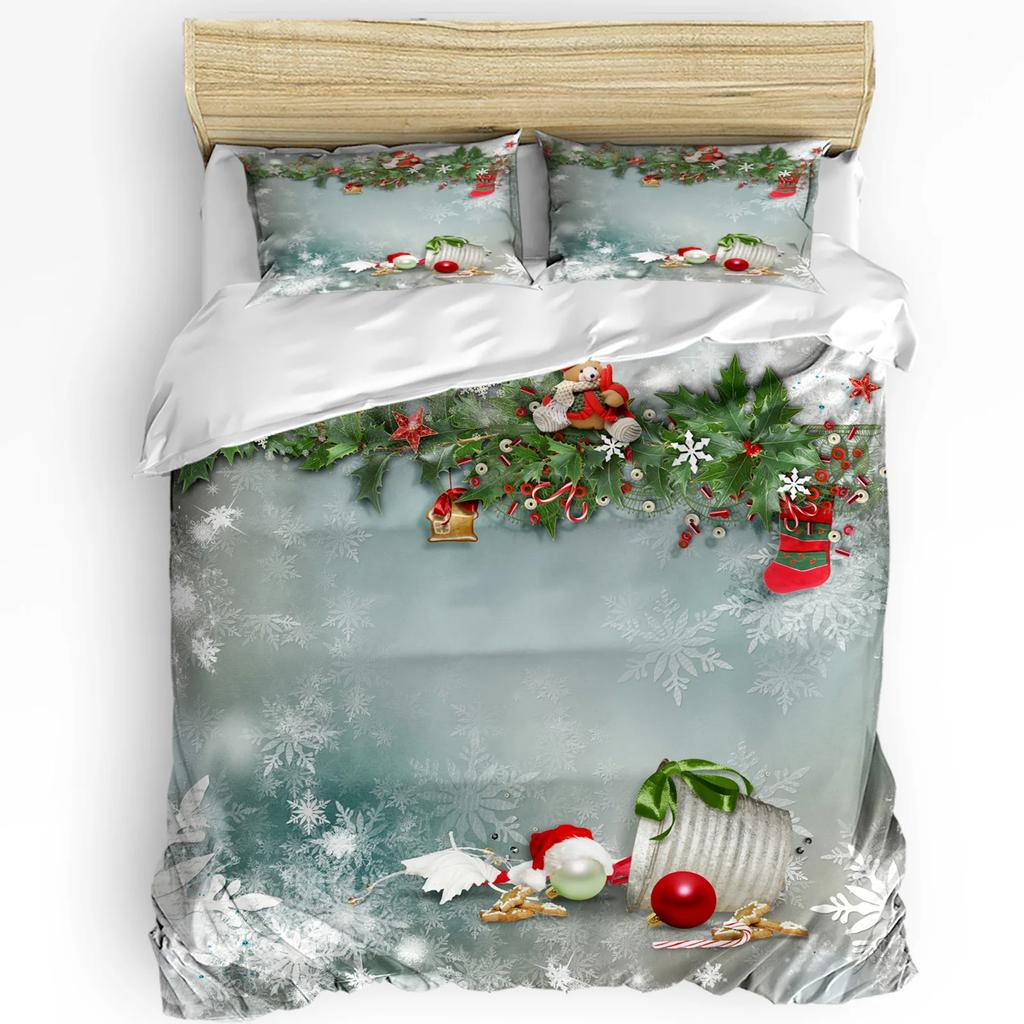Christmas Snowflake Bird Gift Duvet Cover Bed Bedding Set Home Textile Quilt Cover Pillowcases Bedroom Bedding Set No Sheet