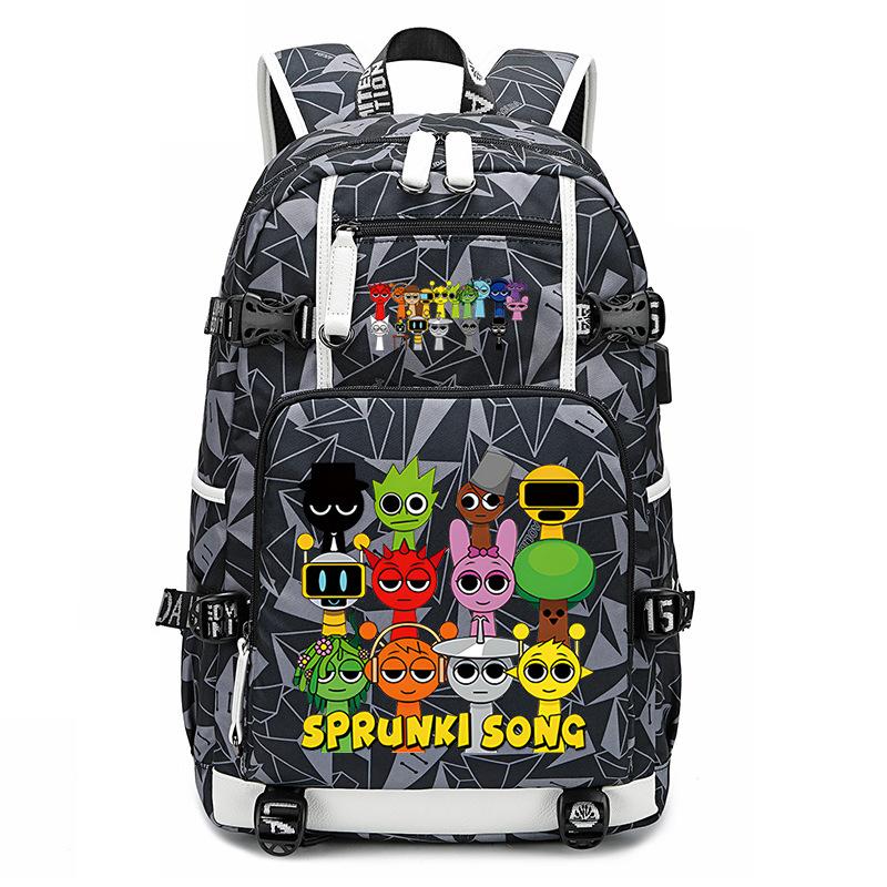 Sprunki Music Box Game School Bag Cute Cartoon Printing Trend College Style Large Capacity Backpack