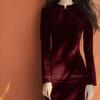 Damen Samtkleid: Herbst/Winter 2025 Taillenbetonung, Neuer Chinesischer Stil mit Froschknöpfen und Modernem Qipao-Design.