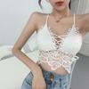 Lace Bralettes for Lady Lace Longline Bralette Deep V Neck Padded Wirefree Bra