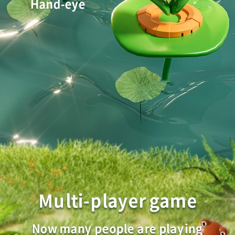 Kids' Jumping Frog Cartoon Net Catching Launcher Toy Green Frog with Colorful Jumping Pups, Battery Operated (Batteries Not Included),  Frog Toys