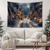 2D HD Print Snowy Christmas Village Tapestry Bohemian Home Decor