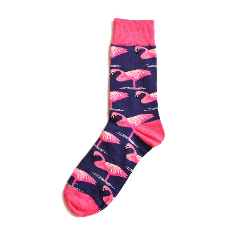Șosete de modă Flamingos Jacquard Crew Sosete de bărbați Bumbac Hip Hop Bird Street Bărbați Sosete de skateboard