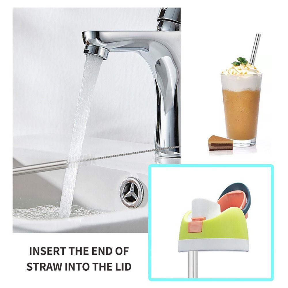 6Pcs/Set With Brush Water Bottle Straw 10mm Cup Replacement Straw  Drinking Use