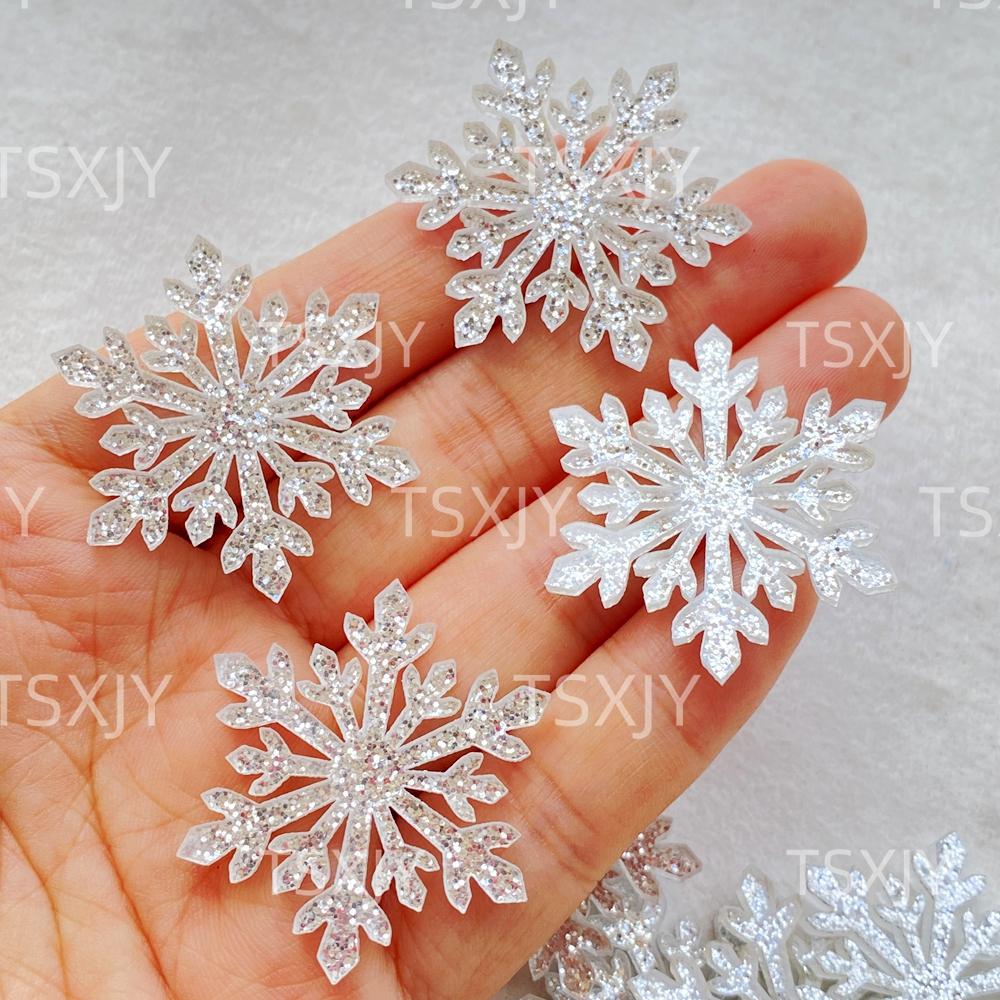 6PCS Sparkling Acrylic Christmas Snowflakes Scrapbook DIY Jewelry Decor Crafts Accessories