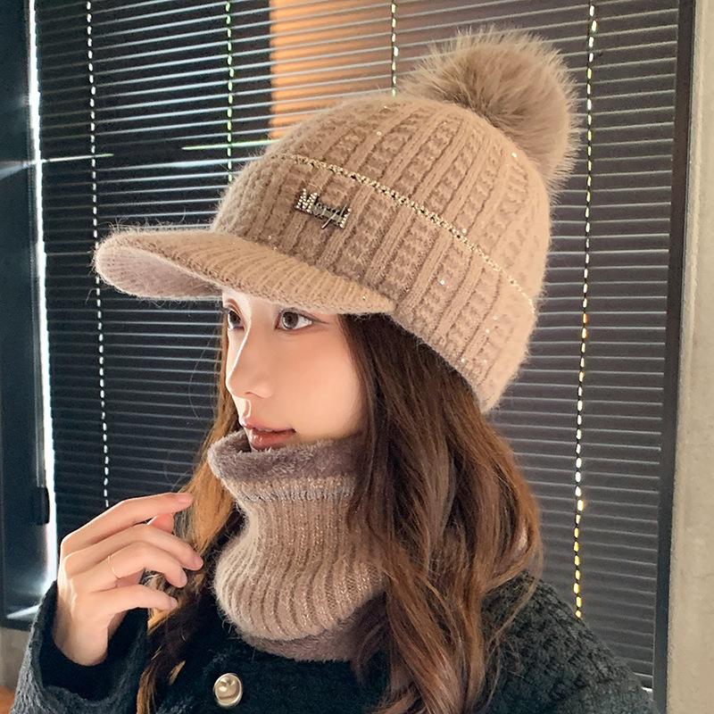 

Новая шапка женская бархатная утепленная теплая зимняя для улицы для велоспорта с защитой ушей вязаная шапка с козырьком only hat хаки