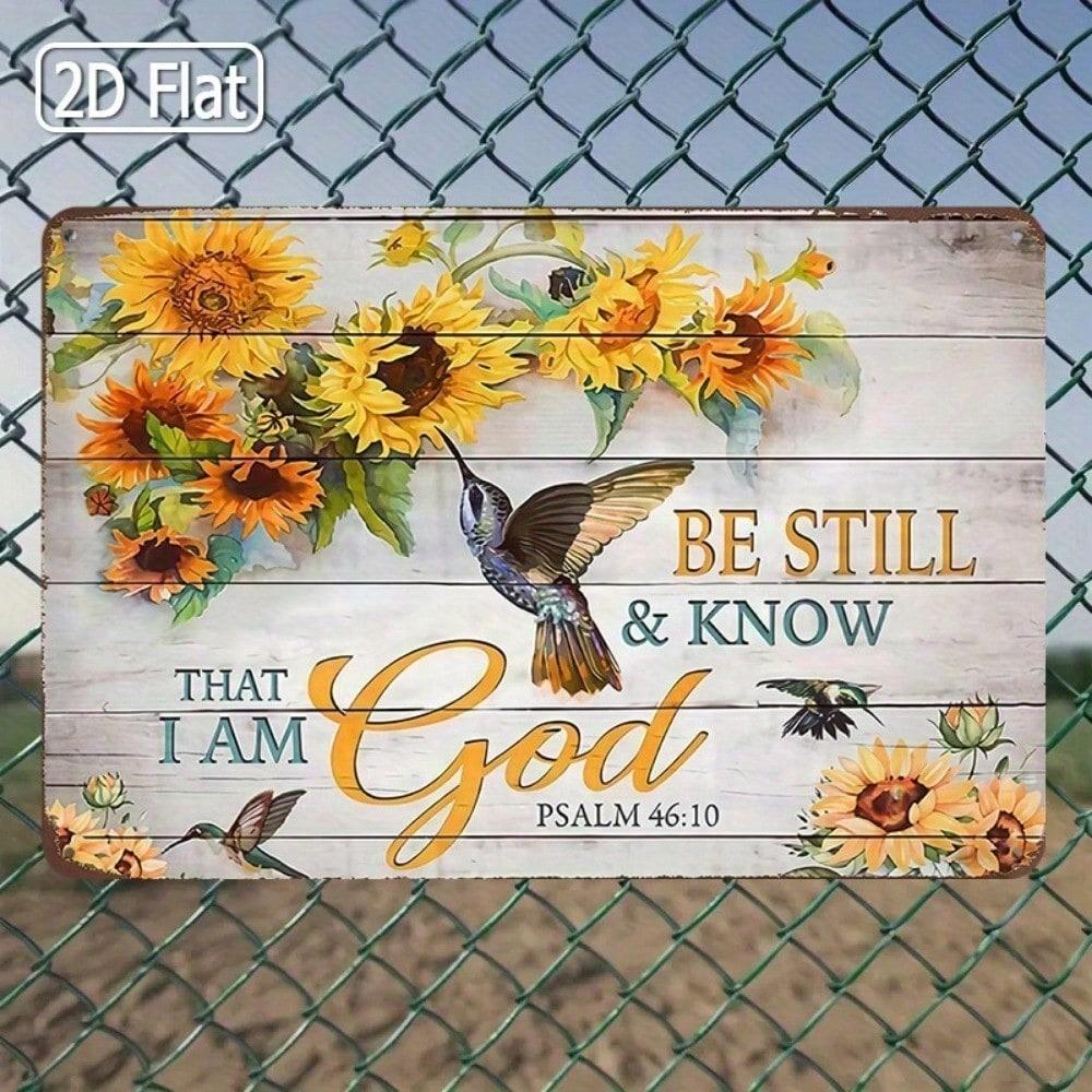 Inspirational Metal Tin Sign Religious Wall Decor Psalm Quote Art