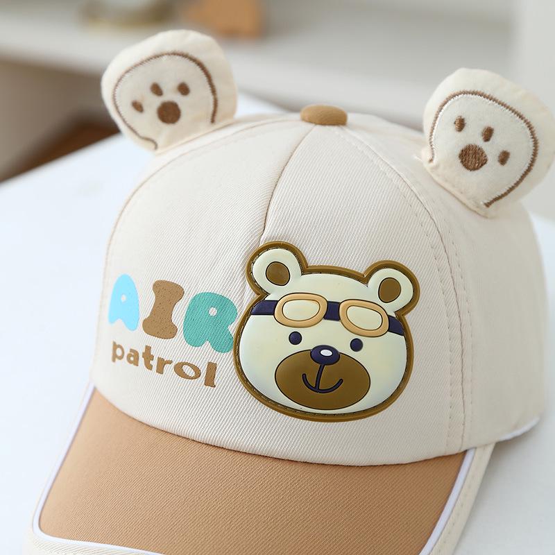 Koreanischer Stil Kinder Frühling Flacher Schirmhut - Jungen Persönlichkeit, Mädchen Niedlicher Sonnenschutz, Kleiner Bär Baseballkappe