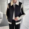 Men's Color Block Lapel Jacket - Korean Casual, Spring/Autumn Patchwork, Trendy High-End Feel