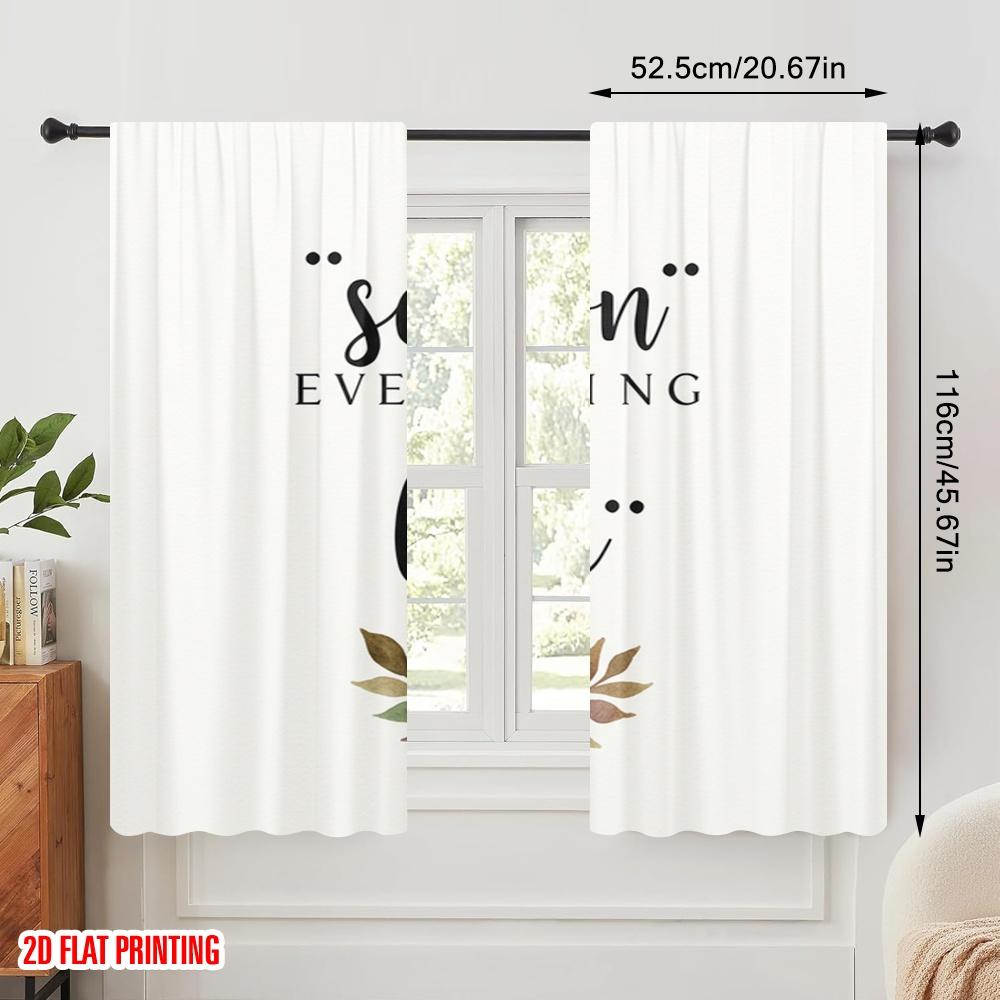 2pcs 2D Flat Printing Curtains Season Everything With Love Floral 100% Polyester Without Electricity Seasonal Party & Holiday