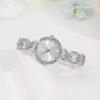 5PCS Fashion Luxury Silver Geometric Chain Hollow Out Watch Band Quartz Wristwatch Women's Square Pendant Necklace Earring Set for Girls