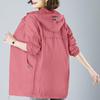 Women's Plus Size Medium Long Hooded Casual Jacket Outdoor Windproof Jacket