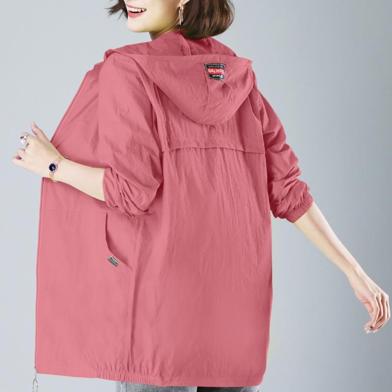 Women's Plus Size Medium Long Hooded Casual Jacket Outdoor Windproof Jacket