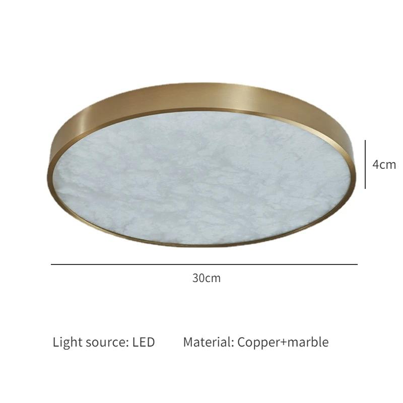 

Современный минималистский светодиодный потолочный светильник для гостиной, украшения дома, потолочный светильник, полностью медный, мраморный, круглый, балконный, коридорный светильник 3000K