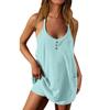 2026 Women's Casual Solid Color Sling V-neck Button Pullover Sleeveless Dress Set