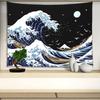 Pentasmile Wall Tapestry for Bedroom Aesthetic Japanese The Great Wave off Kanagawa Tapestries Large Trippy Tapestrys Black Art Tapistry Wall Hanging