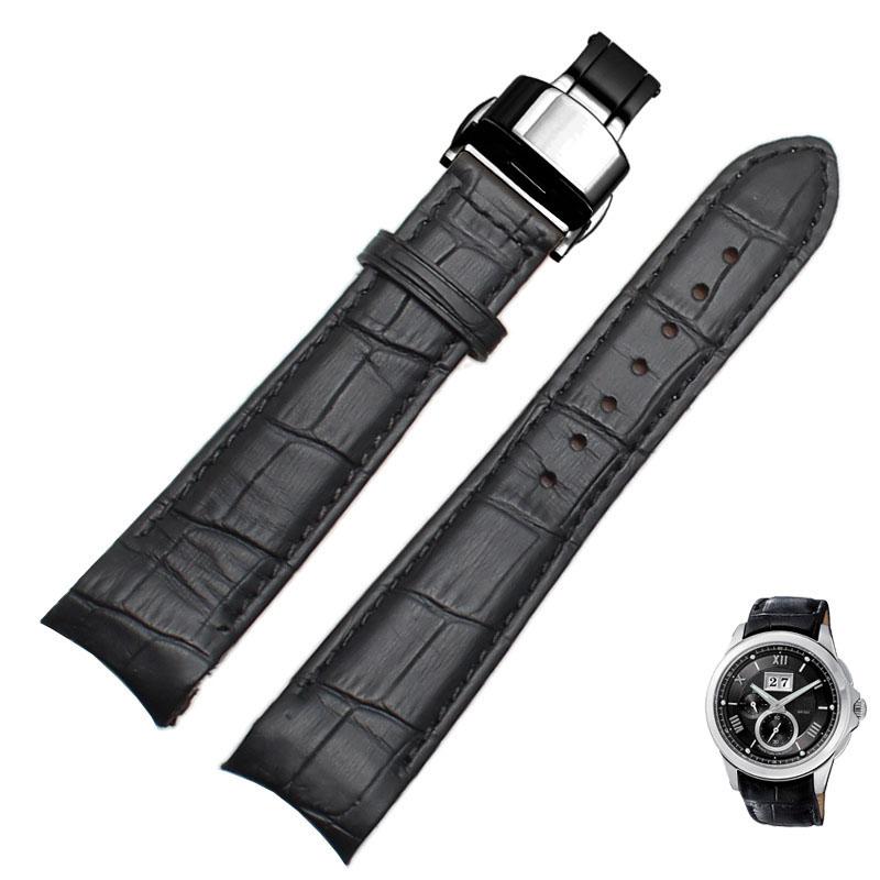Curved End Men's Watchband for Citizen BL9002-37 05A BT0001-12E 01A Watchstrap Genuine Leather with Butterfly Buckle 20 21 22mm